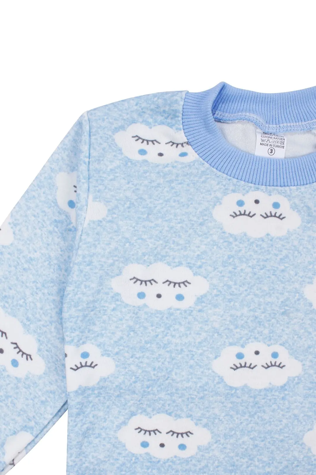 Erkek Bebek Bulut Desenli Alt Üst Mavi 2'li Pijama Takım 6