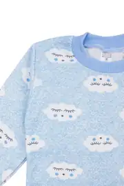 Erkek Bebek Bulut Desenli Alt Üst Mavi 2'li Pijama Takım 6