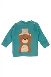 Erkek Bebek Yeşil Fil Ayı Baskılı 2'li Takım 2