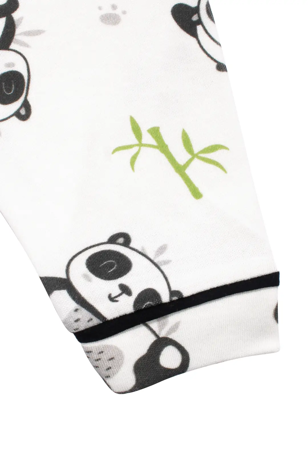 Unisex Ekru Siyah Panda Desenli Kruvaze Yaka Pijama Takımı 7