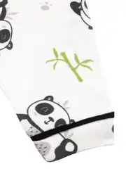 Unisex Ekru Siyah Panda Desenli Kruvaze Yaka Pijama Takımı 7