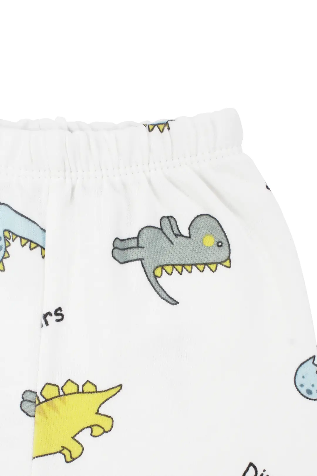 Unisex Ekru Renkli Dinazor Desenli Kruvaze Yaka Pijama Takımı 7