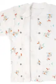Unisex Ekru Ördek Desenli Çıtçıtlı Pijama Takımı 5