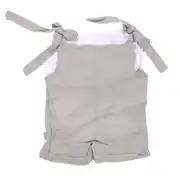 Kız Bebek Gri Beyaz Tişörtlü Müslin Omuzdan Bağlamalı Salopet Tulum Takım 3
