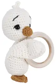 Unisex Ekru Turuncu Ördek Diş Kaşıyıcı Çıngıraklı Amigurumi Oyuncak 1
