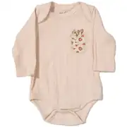 Kız Bebek Ekru Bej Pudra Çiçek Desenli 3'lü Zıbın Set 2