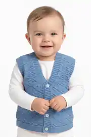 Triko Mavi Erkek Bebek Yelek 1